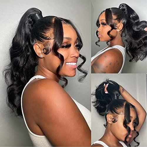 360 Body Wave Lace Front Wigs Human Hair Pre Plucked 180% Density Full Lace Human Hair Wigs Brazilian Virgin Body HD Human Hair Lace Front Wigs for Women Natural Color 22Inch