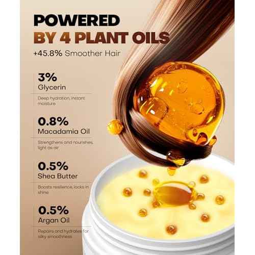 Collagen Hair Mask for Deep Conditioning, Keratin Hair Treatment with 4 Hydrolyzed Proteins, Moroccan & Avocado Oils Conditioner for Nourish, Calendula Gentian Extracts Care Dry & Damaged Hair 16.9 OZ