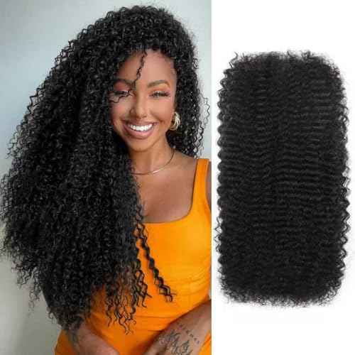 Afro Kinkys Bulk Human Hair For Braiding Afro Kinky-Curly Human Hair Bulk For Microloc Loc Extension Repair locs Dreadlocks Extensions Mini Twists Human Braiding Hair 22inch(1B,35g/pack)