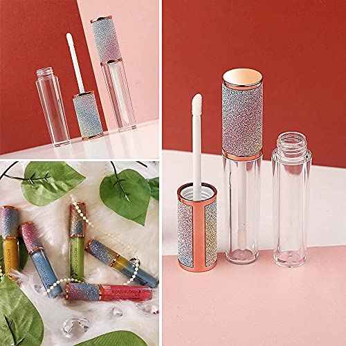 AMORIX 50 Pack Rainbow Lip Gloss Tubes 5ml Empty Containers Cute Bottles Supplies Kit + 3pcs Syringes + Labels for DIY Base