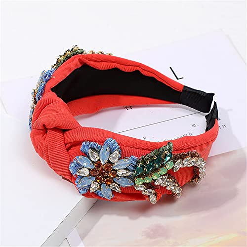 QTMY Rhinestone Crystal Headbands for Women,Hair Hoop Accessories Headwear Jewelry,522 (Red1)