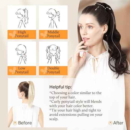 DOORES Hair Extensions Ponytail Extension Clip in Dark Brown 18 Inch 80g Hair Extensions Ponytail Hair Extensions Wrap Around Remy Human Hair Ponytail with Magic Paste Straight