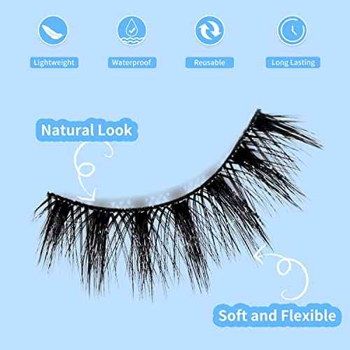 Magnetic Eyelashes Kit, 7 Pairs Reusable 3D Natural Look Magnetic Lashes with Eyeliner & Tweezers, No Glue Needed, Easy to Apply, Lightweight & Waterproof False Eyelashes (7 Pairs)