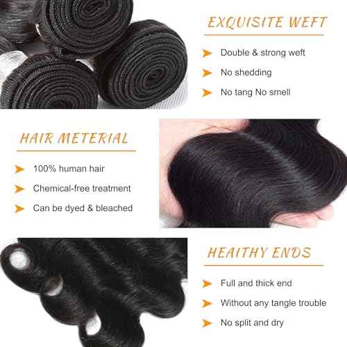 14A Brazilian Body Wave Bundles Human Hair 22 24 26 Inch 100% Real Raw Virgin Human Hair Bundles Body Wave 3 Bundles Human Hair Extension Natural Color£¨22 24 26£©