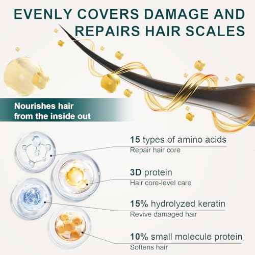 Hair Mask for Damaged Hair, Rosemary Keratin Collagen Deep Repair Conditioning Hydrating Hair Mask for Dry Damaged Frizzy Hair 10.15oz 300ml