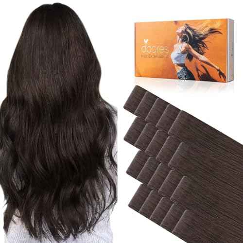 DOORES Invisi Edge Tape in Hair Extensions, Light Dark Brown 10 Injection Tape-ins with 10 Injection Tape-ins 50g 22 Inch, Injected Invisible Tape in Virgin Human Hair