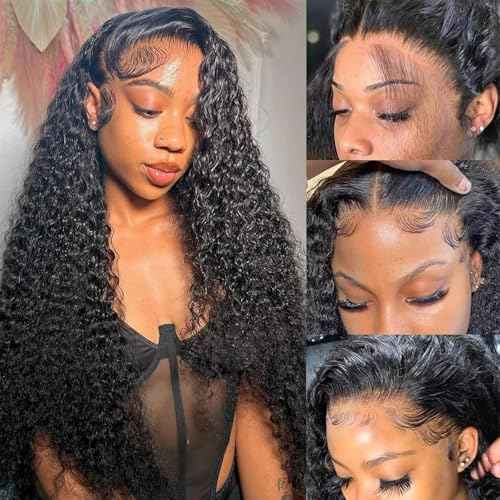 Deep Wave Lace Front Wigs Human Hair Pre Plucked 13x6 Curly Human Hair Wig 200% Density Wet and Wavy Glueless Wigs Human Hair Brazilian Deep Wave Wigs