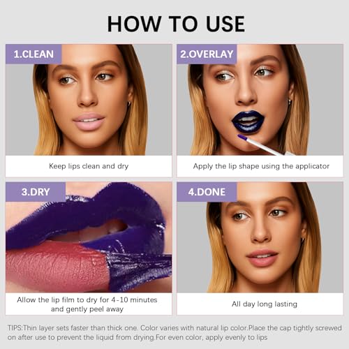 QueenDiary lip stain peel off lip gloss all day long lasting Waterproof and Transferproof lip tint - matte finish peel off lip liner (06#Natural)