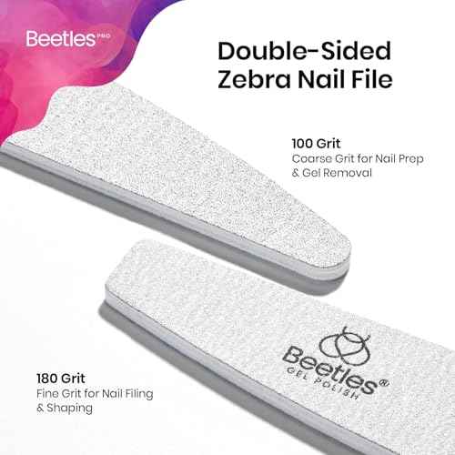 Beetles Pro 25-Pcs Nail File ? Professional 100/180 Grit Double Sided Emery Board Nail Files Washable Shaper Files Precise Filing File for Acrylic, Gel & Natural Nails ? Salon Quality Manicure Tool