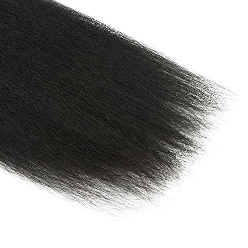 Human Hair Bundles Yaki Straight Bundles 22 24 26 Inch #1B Natural Color Kinky Straight Human Hair Extensions Double Weft Unprocessed Brazilian Virgin Hair 3 Bundle 50 Grams Per Bundle