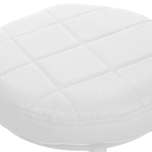 Healeved White Rolling Beauty Stool Pu Cushioned Low Round Stool with Wheels for Manicure Pedicure Salon Spa Massage Chair