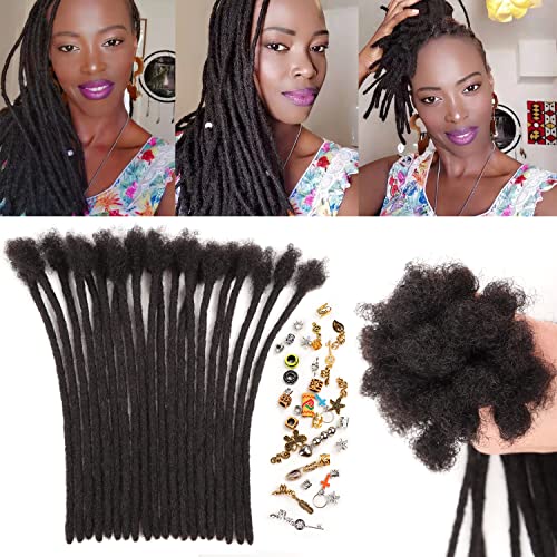 Orientfashion Human Hair Dreadlocks Extensions Natural black Traditional Locs Extensions Can Bleach And Dye (10inch 0.6cm 60locs,1b)