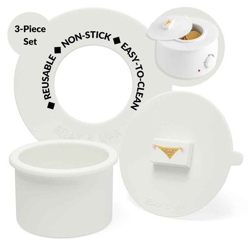 Reusable Non-Stick Silicone Wax Collars + Can + Lid for Wax Pot – Fits All 14-16 oz Wax Cans & Warmers – Wax Warmer Collars for Easy, Mess-Free Cleaning, 3-Piece Set (Collar + Can + Lid, White)