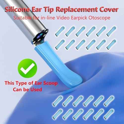 100 Pieces Ear Cleaner Tips, Ear Cleaner Replacement Tips, Ear Spoon Tips, Silicone Soft Cleaning Reuse Cap for Ear Wax Removal Tool Accessories (Blue)