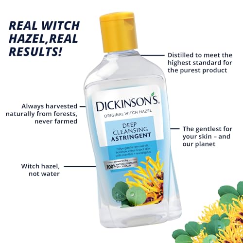 Dickinson's Enhanced Witch Hazel Deep Cleansing Astringent, Menthol and Eucalyptus, 92 % Natural Formula, 16 Fl. Oz.