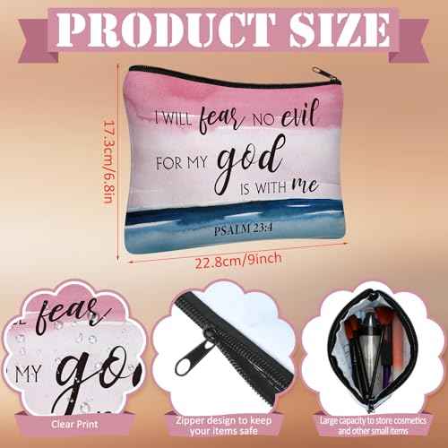 Pinkunn 16 Pcs Inspirational Christian Gifts for Women Religious Makeup Bags Bulk Religious Gifts for Women Inspirational Bible Verse Pencil Pouch Makeup Bags with Zipper for Travel(Bible Landscape)