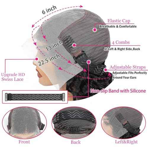 13x6 HD Lace Front Wigs Human Hair Deep Wave Wig for Women 200% Density Transparent Curly Lace Front Wigs 24 Inch Deep Wave Frontal Wigs Pre Plucked Wet and Wave Lace Front Wigs with Baby Hair