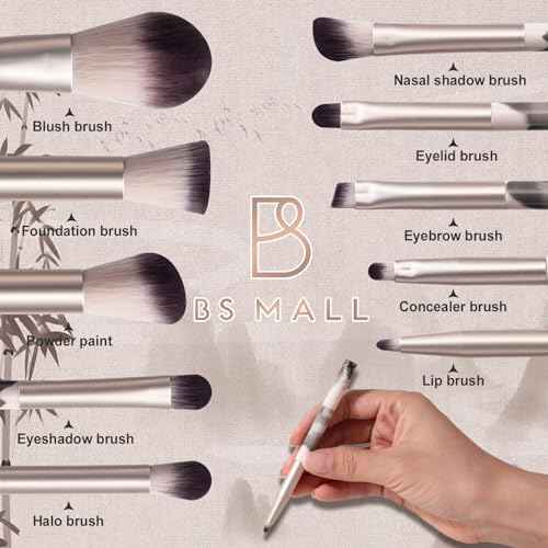 BS-MALL large Led Makeup Mirror Case Travel Makeup Brushes Set 15 Pcs ? LED Light Mirror with Makeup Sponge for Enhanced Beauty Routine Desk Stand Led Mirror