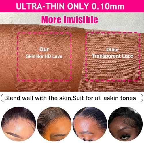 2x6 HD Lace Closure Body Wave Human Hair HD Transparent 18Inch 100% Brazilian Virgin Middle Part Pre Plucked With Baby Hair Natural Color 0.10Mm Ultra-Thin 2X6 HD Lace