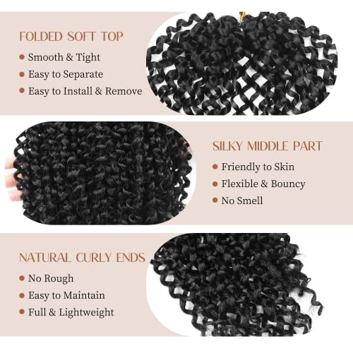 WIGER Kinky Curly Crochet Hair Marlybob Braiding Hair Black Jerry Curly Passion Twist Hair Curly Crochet Braids Medium Length Synthetic Kinky Twist Hair Extensions (6 Packs,10 Inches)