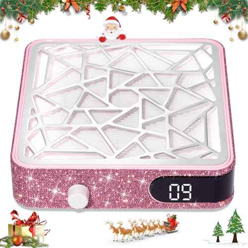 Nail Dust Collector, Powerful Vacuum Fan Vent Dust Collector Extractor Dust Suction Machine for Acrylic Nails Polishing, Nail Salon&Home, Pink Diamond