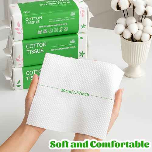 Disposable Face Towels 100 Count, Biodegradable Facial Towels for Sensitive Skin, Ultra Soft & Thick Face Cloth, Lint- free Dry Wipes for Makeup Remover, Skincare and Cleansing