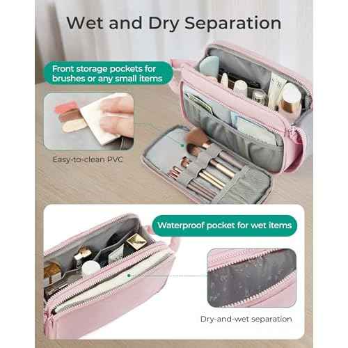 BAGSMART Travel Toiletry Bag for Women, Wide-open Makeup Bag Organizer, Puffy Make Up Case, Large Capacity Cosmetic Organizer for Women for Travel Essentials Toiletries Accessories Bottles(Black)