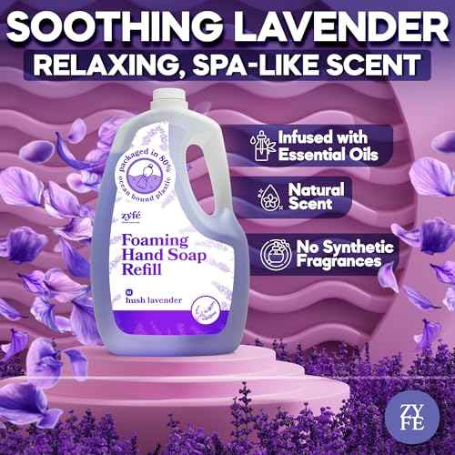 Lavender Hand Soap Refills Foam, 64oz Liquid Hand Soap Foam Refill in Recycled Bottle, Natural Handwash Refill with Essential Oils, Biodegradable & Moisturizing