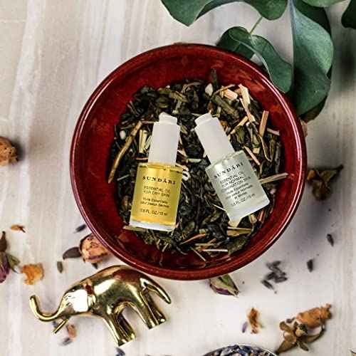 SUNDARI Essential Oil for Dry Skin, 0.5 Fl Oz, Combats Dryness, Fades Fine Lines for Soft, Smooth Skin, Rose & Orange Oils, Penetrates Deeply