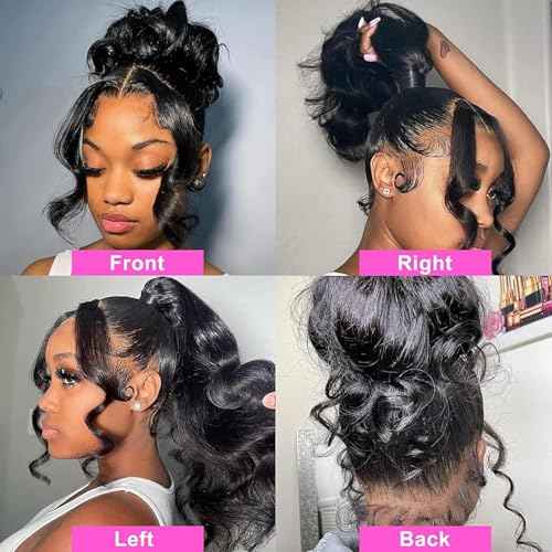 360 Lace Frontal 360 HD Transparent Full Lace 12A Unprocessed Brazilian Remy Human Hair Body Wave Frontal Bleachable Knots 360 Closure Natural Color (20 Inch)