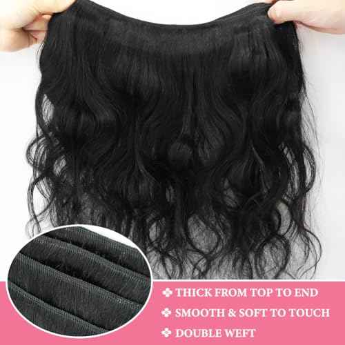 Body Wave Bundles Human Hair Extensions 18 Inch 100% Unprocessed Brazilian Human Hair Bundle Natural Black Hair Extensions