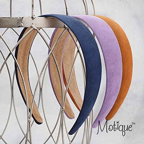 Motique Accessories 1 Inch Wide Suede Like Headband Solid Hair band for Women and Girls (Red)