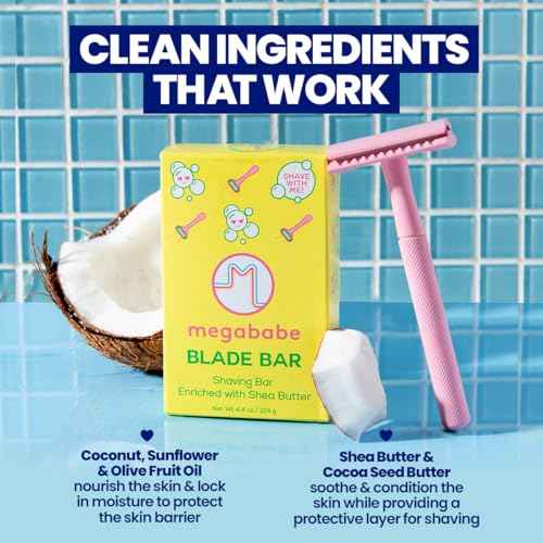 Megababe Blade Bar | Stocking Stuffer Holiday Gift | Shaving Bar Enriched with Shea Butter | Hydrating for All Skin Types | 4.4 oz
