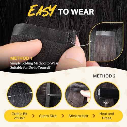 DOORES Tape in Hair Extensions Human Hair, Dark Brown 18 Inch 50g 10pcs, Wide Tape in Extensions Real Remy Invisible Seamless Tape-ins Silky Straight Skin Weft Folding Wear