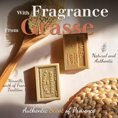 Hand & Body Soap Bars Trio - Lily of the Valley Moisturizing French Soap with Organic Shea Butter - Rich Creamy Lather - 97% Natural Ingredients - Solid Bath Cleanser Made in Provence - 3x4.4 oz