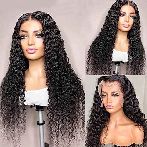 13x6 HD Transparent Lace Front Wigs, 180% Density Water Wave, Unprocessed Brazilian Virgin Human Hair, Soft and Natural, Medium Cap Size