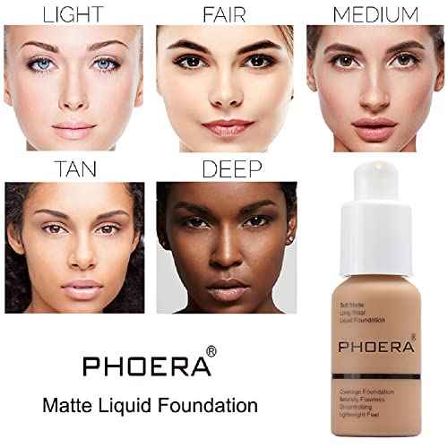 PHOERA Foundation, Flawless Soft Matte Liquid Foundation Makeup for Women.(102# Nude)