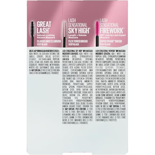 Maybelline Lash Sensational Holiday Mascara Makeup Kit, Includes Mini Sky High, Firework and Great Lash Mascara, 1 Makeup Gift Set