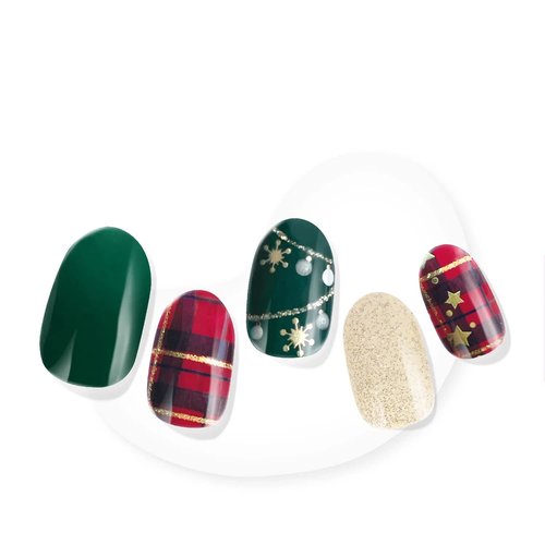Dashing Diva Glaze Holiday Nail Strips - Victorian Plaid | Works with Any LED Lamp | Long Lasting, Chip Resistant, Semicured Gel Strips | Contains 34 Salon Quality Wraps, 1 Prep Pad, 1 File
