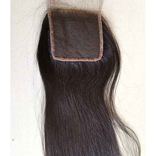 Clytie 4¡¿4 Lace Closure Unprocessed Raw Indian Temple Human Hair Silk Straight Medium Brown Lace Closures (4¡¿4 16")