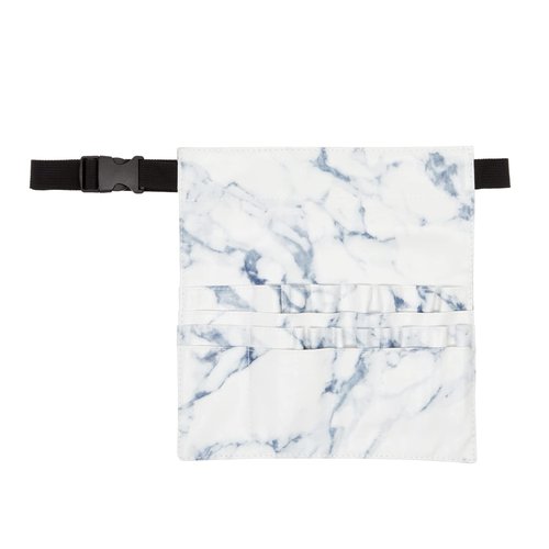 Glamlily Makeup Brush Belt with 22 Pockets Design for Tools & Accessories - PU Leather Cosmetic Apron - Portable Compact Brush Belt - 10.2 x 9.7 x 2 in, White, Faux Leather