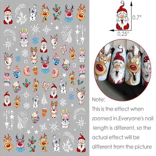 Griinch Nail Art Stickers Decals 7 Sheets, Christmas Nail Stickers for Nail Art Design Holiday Decoration Accessories for Women Girls Kids 3D Self-Adhesive