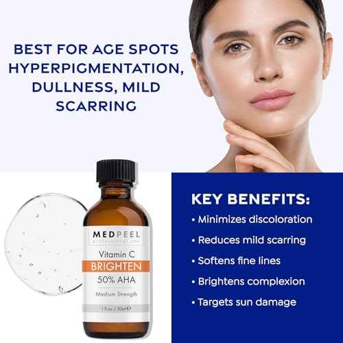 Medpeel 50% AHA & Vitamin C Brightening Essential Peel Kit, Includes Peel, Prep, Neutralizer, Medium Strength Professional Grade Chemical Face Peel, Minimize Fine Lines Wrinkles, 1oz/30ml (Kit of 3)