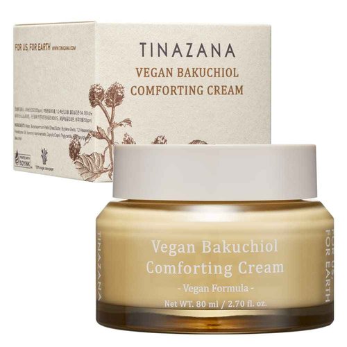 TINAZANA Vegan Bakuchiol Comforting Cream, Gentle Retinol Alternative, 25% Shea Butter, Barrier Strengthening & Hydrating, Dew Drop Texture, 2.7 fl.oz