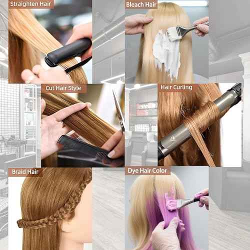 Mannequin Head Human Hair 24" 100% Human Hair Mannequin Head£¬Cosmetology Mannequin Head Doll Head for Hair Styling Hairdresser Manikin Head with Free Clamp Holder(Blonde)