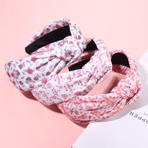 NVENF 3PCS Easter Mexican Mother's Day Headband Accessories for Women Knotted Headbands Holiday Gifts (3PCS Mother's Day B)