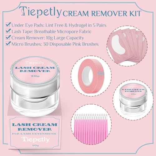 Tiepetly Eyelash Extension Remover, Dissolves Powerful Lash Extension Remover, Low Irritation, for Professional or Salon Use (10 g)