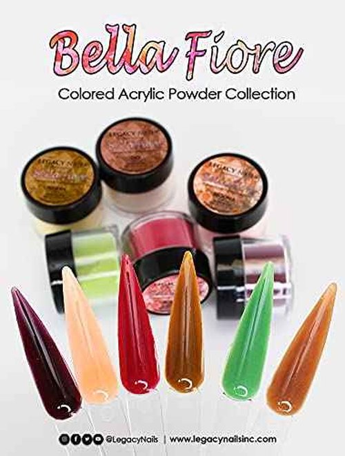 Legacy Nails Professional COLLECTION Acrylic Powder Kit 6 Colors Nail Art Set for Manicure DIY for Dip & Acrylic Nail Extensions (BELLA FIORE COLLECTION)