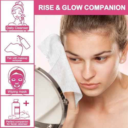 FACEMADE 100 Count (2 Packs) Disposable Face Towels, Ultra Thick Face Towelettes Disposable, Clean Facial Towels for Makeup Remover, Skincare, USDA Certified 100% Biobased