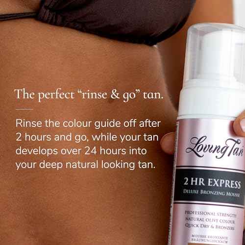 Loving Tan 2 HR Express Self Tanning Mousse, Medium - Streak Free, Natural, Professional Quality - 5+ Sunless Self Tanner Applications per Bottle, Cruelty Free, Naturally Derived DHA - 6.7 FL Oz